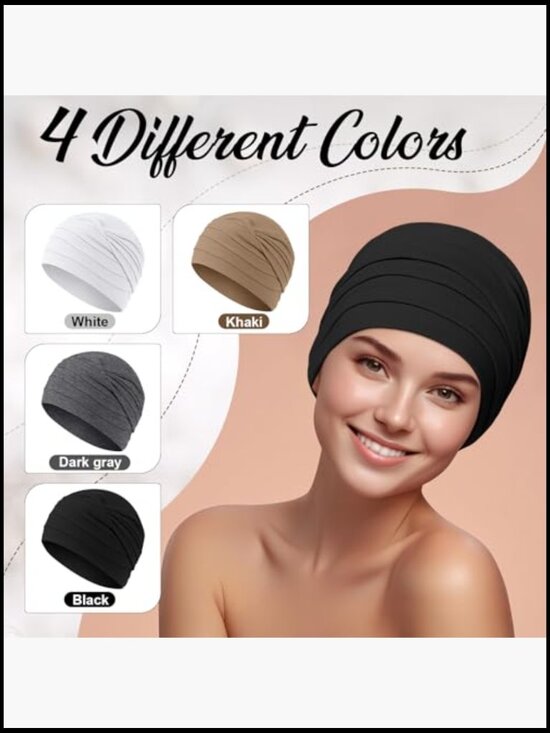 4 Pack Soft Modal Chemo Beanies for Women - Elastic Cancer Hats, Lightweight & main image 4